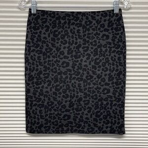 LOFT NWT Black Leopard Print Pull On Pencil Skirt